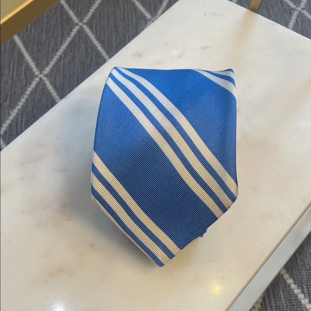 Ralph Lauren Blue and White Striped Tie